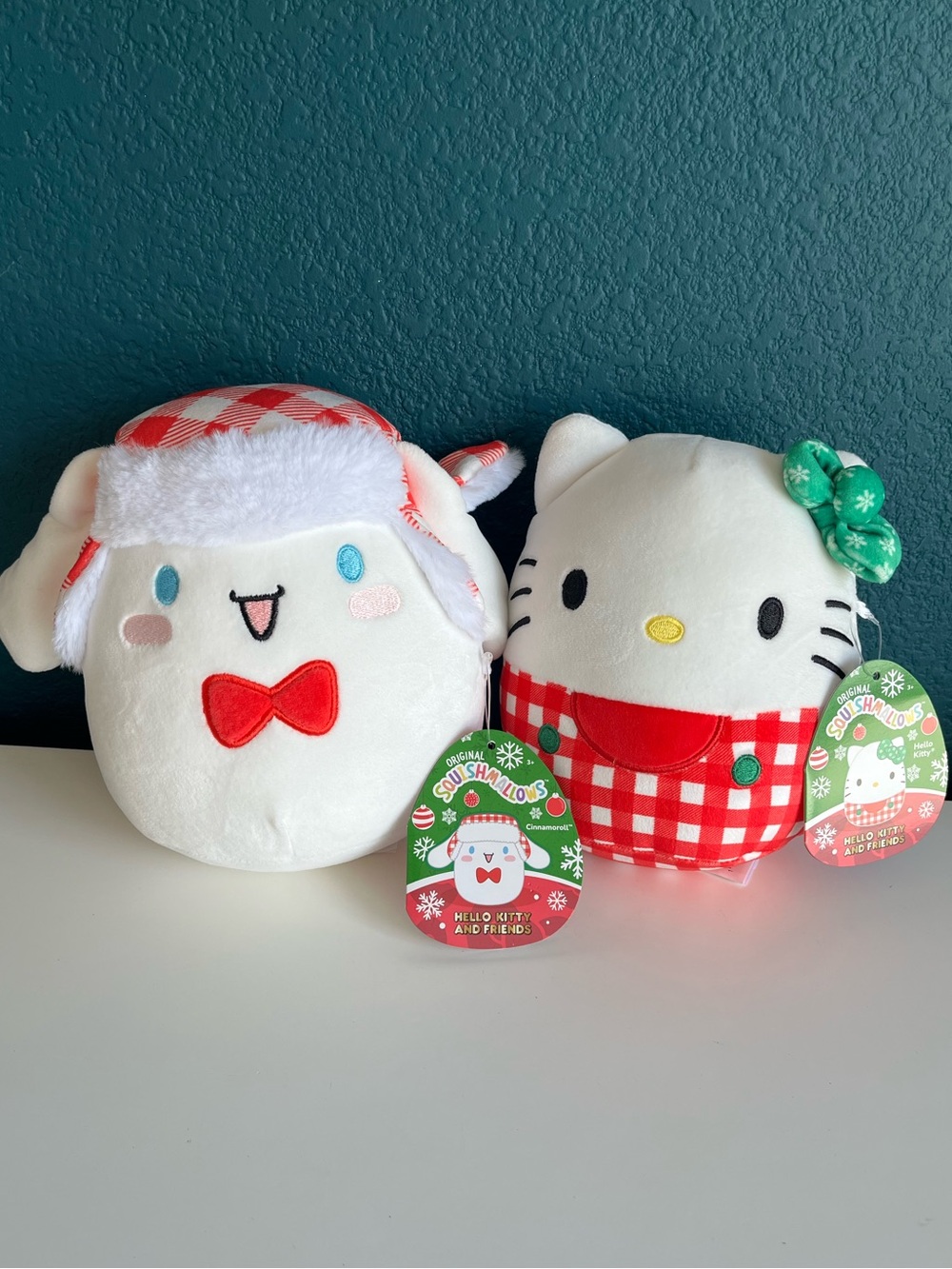 Squishmallow Sanrio Cinnamoroll & Hello Kitty Plush Stuffed Christmas Holiday